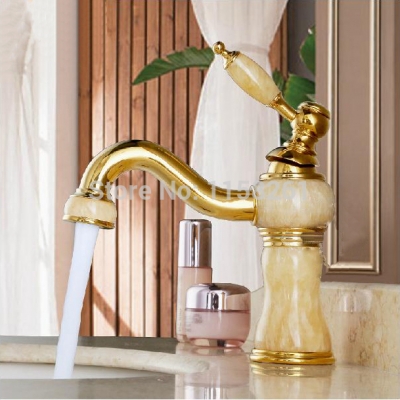 brass gold plated faucets mixers water taps/gold faucets jade bathroom single hole faucet mixer torneira e-09 [golden-bathroom-faucet-3365]