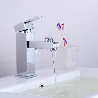 brushed chrome waterfall bathroom basin faucet single handle sink mixer tap lt-517