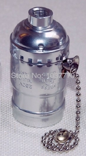 chain switch silver color e27 aluminum lamp sockets lamp bases for pendant lamps
