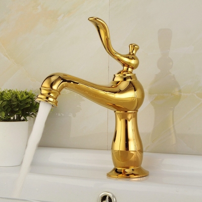 deck mounted brass and cold basin faucets golden finished single handle bathroom vanity faucet hn1170k [golden-bathroom-faucet-3551]