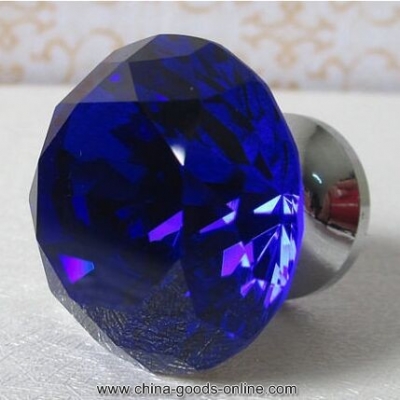 fashion luxury blue crystal knob blue glass diamond drawer kitchen cabinet handle knob silver furniture decoration pulls knobs