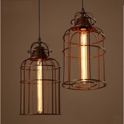 iron birdcage lampshade industrial vintage pendant lights edison fixtures for bar dining room hanging light suspension luminaire