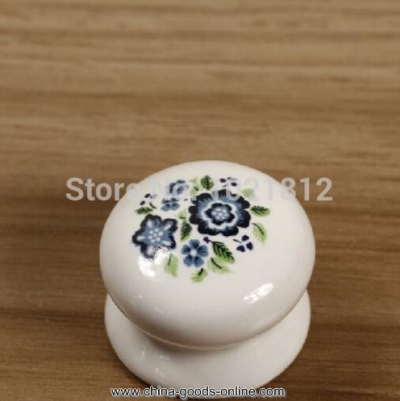 lovely blue flower 32mm ceramic cabinet knobs cabinet cupboard closet dresser knobs handles pulls knobs kitchen bedroom