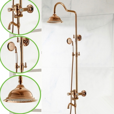 luxury wall mounted rain shower faucet system rose golden single handle bath & shower faucets with handshower yls5873-c