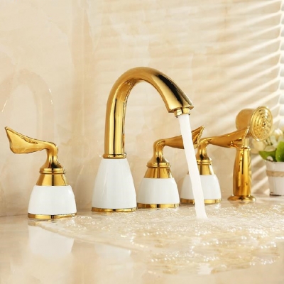 luxury waterfall bathtub faucet bathroom bath tub mixer taps with hand 5 pieces set bathub basin faucet se-7128