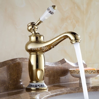 moden faucet bathroom faucet gold finish & cold brass basin sink faucet single handle with ceramic taps m-16k [golden-bathroom-faucet-3311]