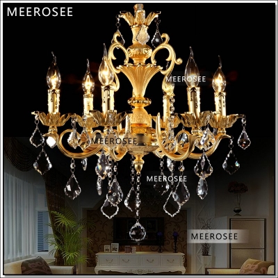 modern 6 arms gold crystal chandelier light fixture hanging lamp crystal lustre lighting home decor md8858 l6 d580mm h600mm