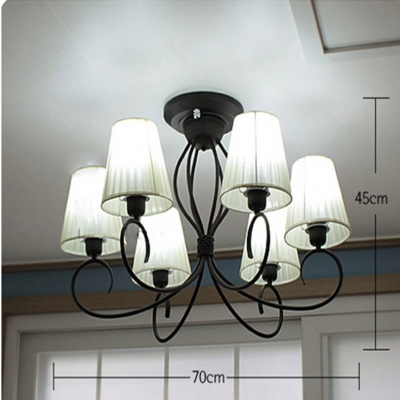 modern simple led ceiling iron chandelier pastoral fabric lampshades style country chandelier for living room
