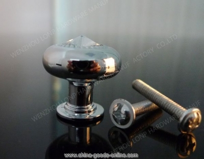new products decorative hardware clear k9 crystal handle with zinc alloy chrome metal part(diameter.:24mm,height:24mm)