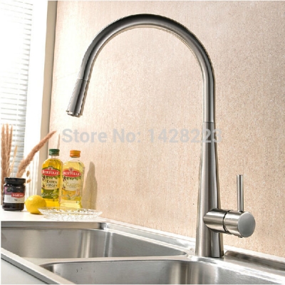 newly and cold pull out style brushed nickel kitchen sink faucet deck mounted single handle