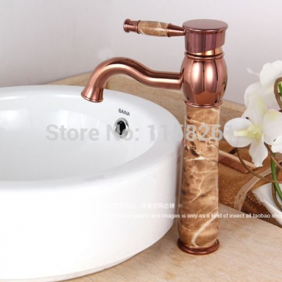 rose golden deck mounted one hole basin sink mixers faucet bathroom mixer faucet crane taps q-22 [golden-bathroom-faucet-3474]