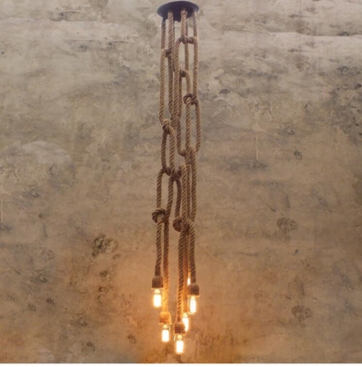 simple creative personality rope chandelier northern europe retro coffee shop restaurant bedroom decorative lamp