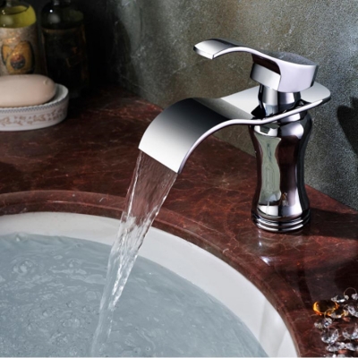 single hole cold & waterfall undercounter deck mounted bathroom sink vanity basin faucet mixer taps single handle l-001l