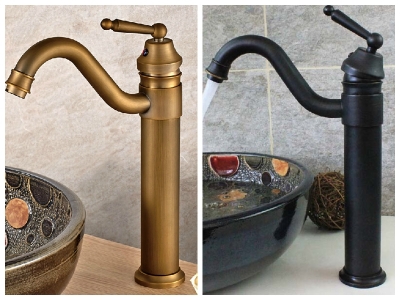 vintage style antique faucet black and army green tall bathroom faucets brass finish washbasin taps [antique-faucet-534]