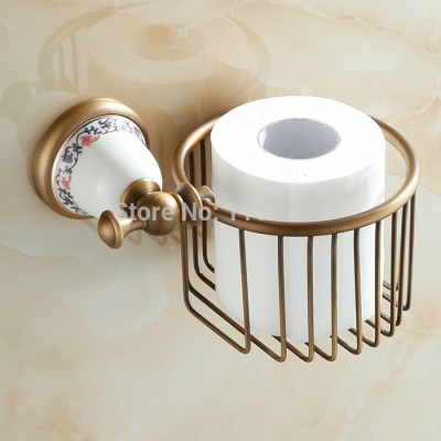 ! wall mounted antique brass toilet paper holder ceramic base tissue box bathroom accessories xl-3325f