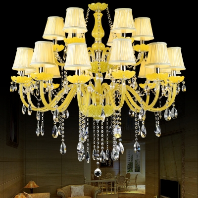 yellow crystal chandelier modern lustres de cristal suspension luminaire lighting fixtures for restaurant dining room lamp