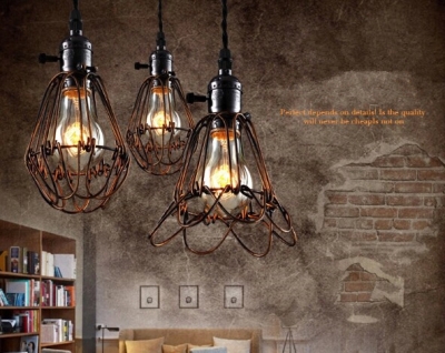 1 lights,retro loft style water pipe vintage industrial pendant lamp,for dining room coffee hall bar,e27 bulb included [edison-loft-pendant-lights-2182]