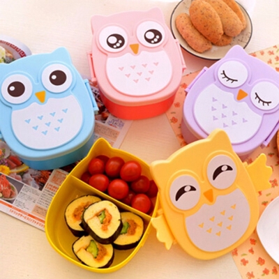1050ml cartoon owl lunch box food fruit storage container portable bento box food-safe food picnic container for children gifts [dinnerware-sets-4109]