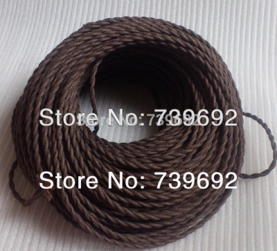 (10m/lot) vintage dark brown knitted cloth twisted electrical wire copper conductor electrical wire pendant light lamps line [electrical-wire-4513]