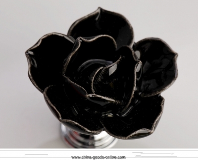 10pcs black rose flower handles ceramic knobs children door kid dresser pulls closet knobs kids dresser kitchen bedroom [Door knobs|pulls-2721]