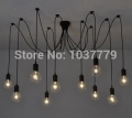 10pcs/set loft vintage pendant lamp with edison filament bulbs black e27 holder chandelier