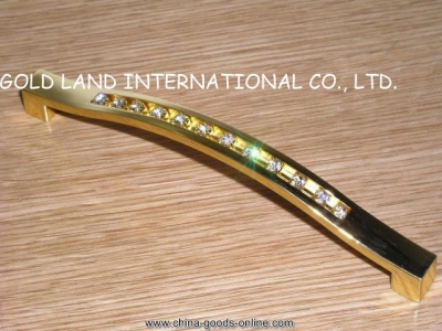 128mm crystal glass zinc alloy golden furniture drawer handle [Door knobs|pulls-2233]