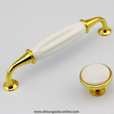 128mm moderm kichen cabinet handles white ceramic cupboard wardrobe pulls gold zinc alloy furniture handles knobs pulls tc69 [Door knobs|pulls-958]