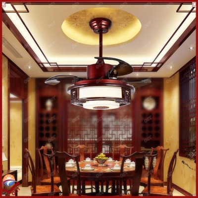 2016 220v acrylic ceiling fan light remote control luxury classic 42" invisiable folding led pendant fan lamp ventilador de teto