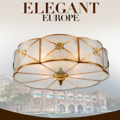 2016 european traditional integrated copper ceiling light unique 4mm thick diamond glass material ceiling light