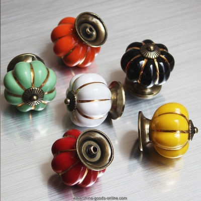 40mm colorful kitchen door cabinets cupboard pumpkins knobs handles ceramic porcelain pull handle cartoon knob for kid room [Door knobs|pulls-1549]