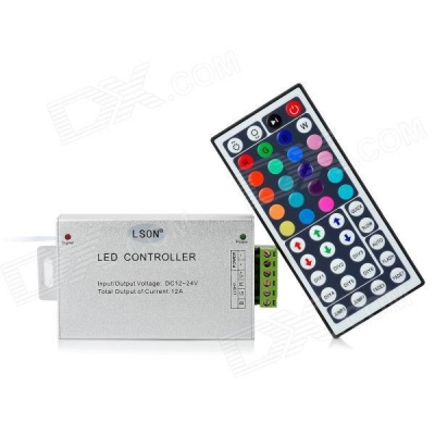 44-key remote control rgb led controller for rgb led light strip - grey(dc 12v/24v) [led-rgb-controller-5707]