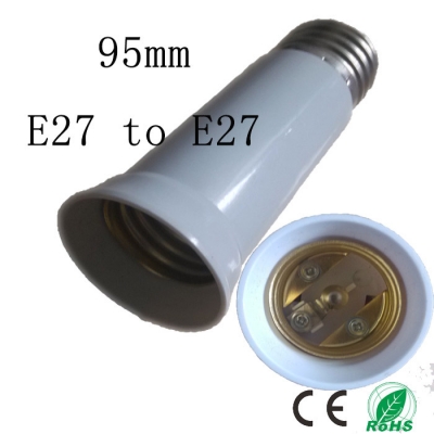 5pcs/lot 95mm e27 to e27 socket,elongation type lamp holder,colour and lustre is white