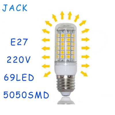 5pcs/lot ultra bright 69leds smd 5050 15w e27 ac 220v 240v led corn bulb lamp,5050smd, led light & lighting chandelier [5050-smd-ic-corn-series-679]
