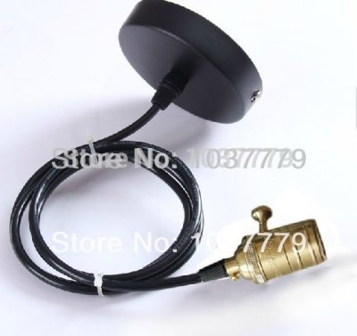 5pcs/pack vintage style knob switch brass lamp holder e27 with textile cable pendant lamp [diy-pendants-2721]