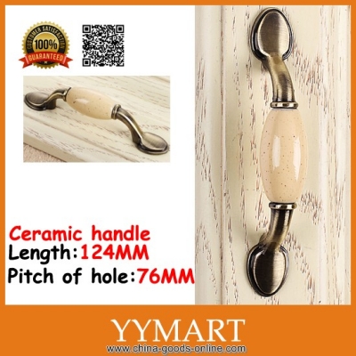 76mm yellow spot ceramic kitchen cabinet door handles cupboard knobs pulls furniture hardware ship qm6226