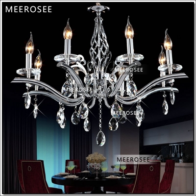 8 arms modern crystal chandeliers light fixture silver crystal lustre hanging lamp for foyer lobby md68012-l8 d700mm [crystal-chandelier-metal-2253]