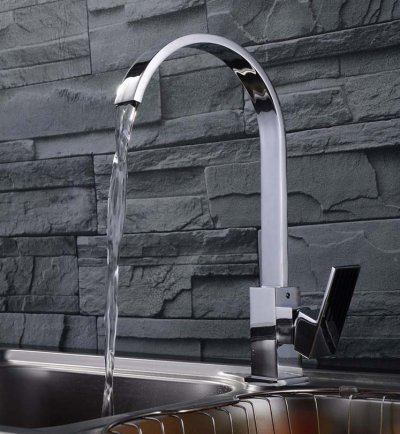 and cold water chromed brass kitchen mixer tap faucet [kitchen-faucet-4132]
