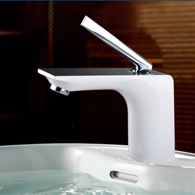 bathroom faucet grilled white paint chrome finish brass basin sink faucet mixer tap single handle yls837-11e