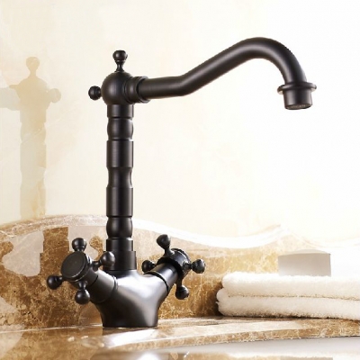 black antique brass double handle bathroom basin mixer tap sink faucet vanity faucet bath faucet mixer tap 6711r