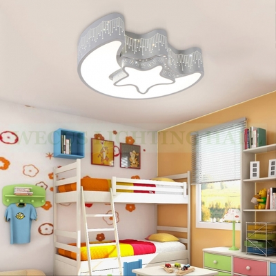 creative star moon lampshade ceiling light 85-265v 24w led child baby room ceiling lamps foyer bedroom decoration lights [modern-style-5549]