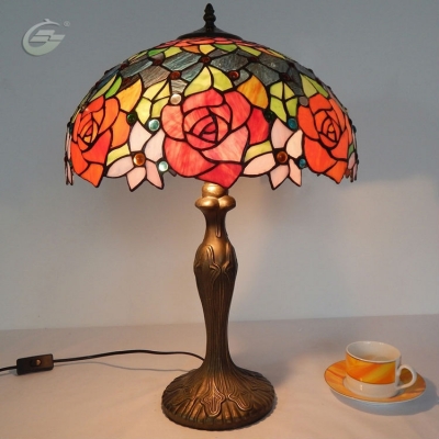 d40cm table lamps rural style blooming flowers the rose series desk lighting ysltb4-05 [glass-lamp-1328]