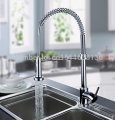 deck mounted chrome brass kitchen faucet pull down dual spouts kitchen sink mixer tap chrome finished
