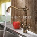 deck mounted dual handles one hole kitchen sink mixer faucet antique brass finished kitchen mixer taps