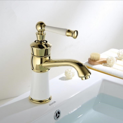 elegant bathroom basin faucet golden grilled white paint single handle bathroom white sink mixer tap jr-926b [golden-bathroom-faucet-3369]