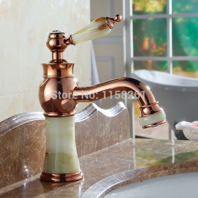 european copper faucet marble stone vintage rose gold undermount basin faucet al-8906e [golden-bathroom-faucet-3510]
