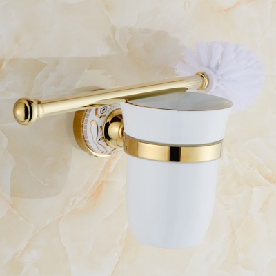 fashion golden ceramic toilet brush holder wall mounted solid brass base ceramics cup bathroom accessories jr-511k [toilet-brush-holder-8073]