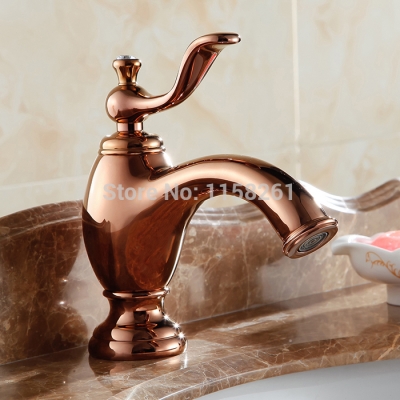 faucet rose gold finish bathroom basin faucet kitchen sink mixer tap single handle al-7312e [golden-bathroom-faucet-3413]