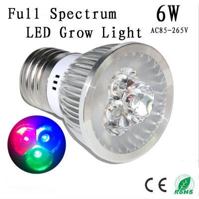 full spectrum led grow light rgb 6w e27 ac85~265v more meat filling light vegetable seedling grass flower plant growth lamp