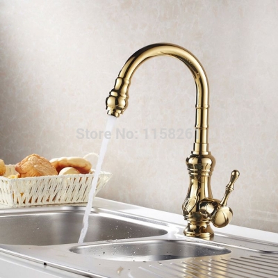 golden brass finishing kitchen faucets kitchen tap basin faucets single hand and cold wash basin tap hj-820k