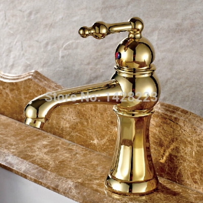 good quality single handle cold water basin vessel sink faucet deck mounted one hole gold polished